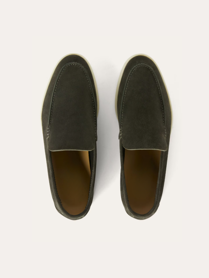 Refined Suede Loafers – Dark Green