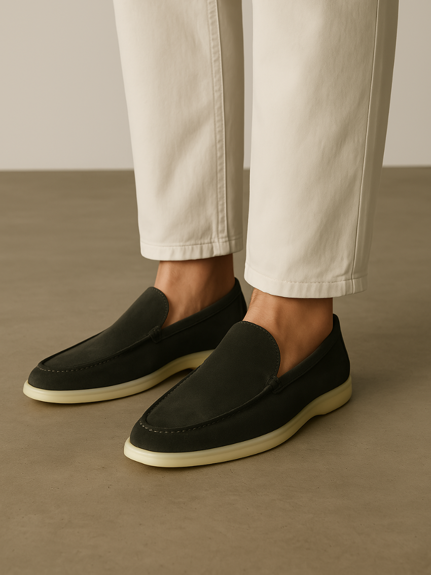 Refined Suede Loafers – Dark Green