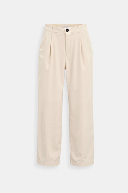 Old Money Solid Button Front High Waist Plicated Pants