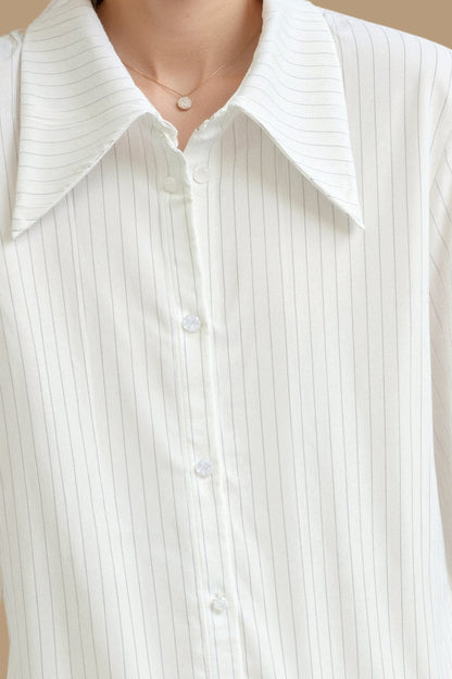 Old Money Elegant Striped Print Button Business Front Shirt