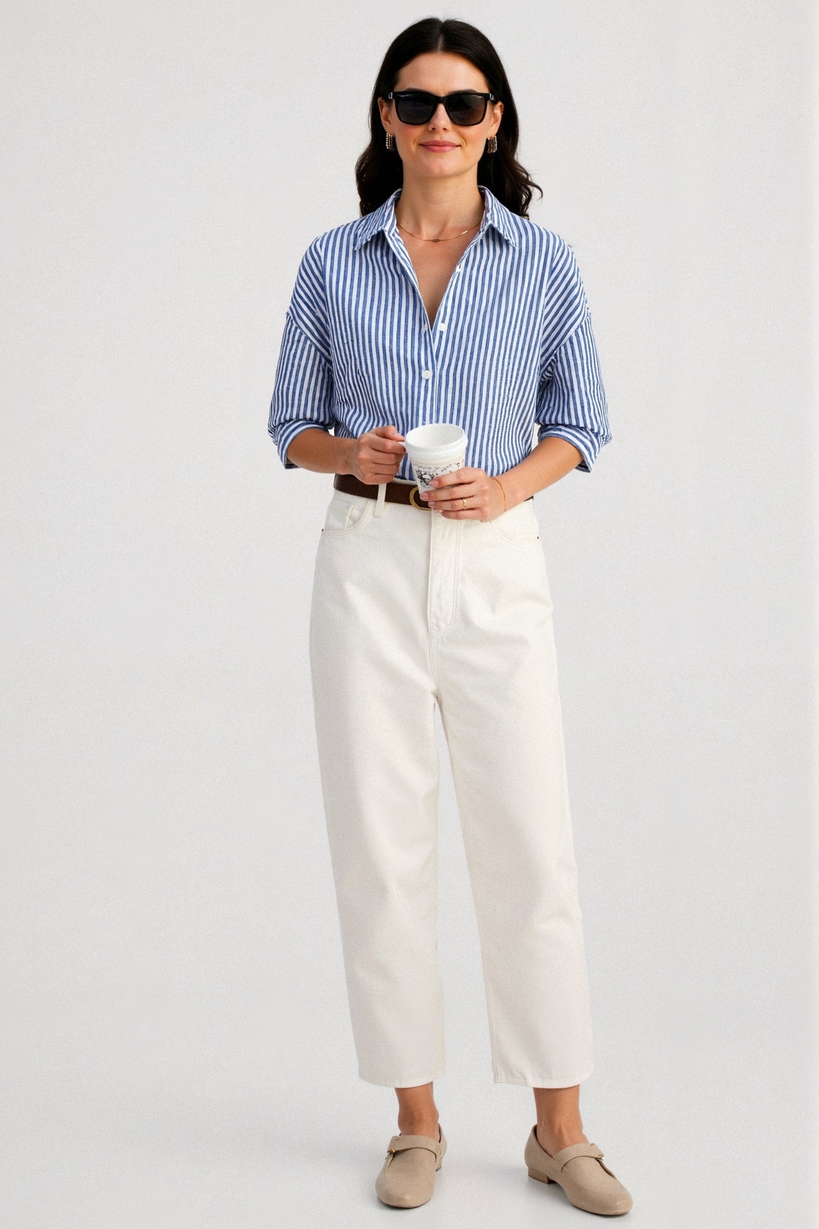 Old Money Cotton Striped Button Front Shirt