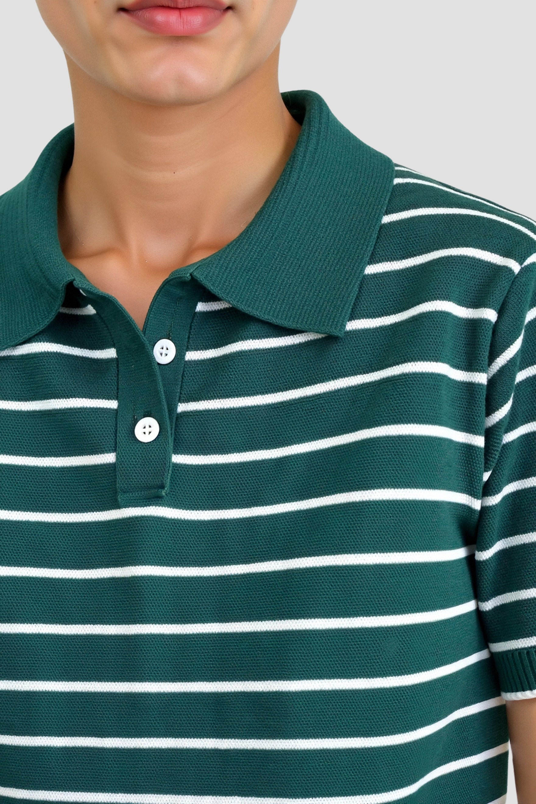 Old Money Casual Lapel Short Sleeve Striped Pattern Button Polo T-Shirt