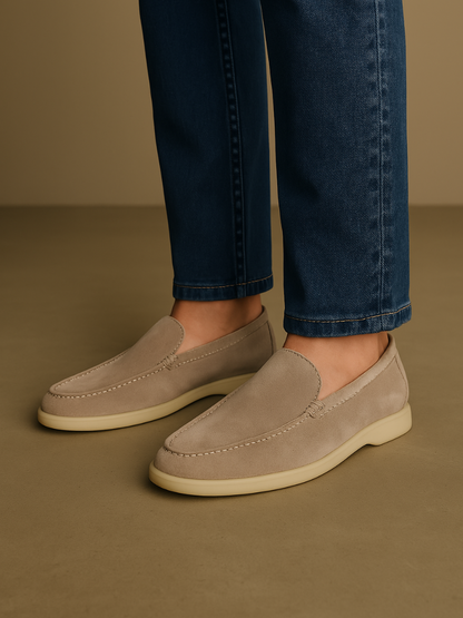 Refined Suede Loafers – Beige Sable