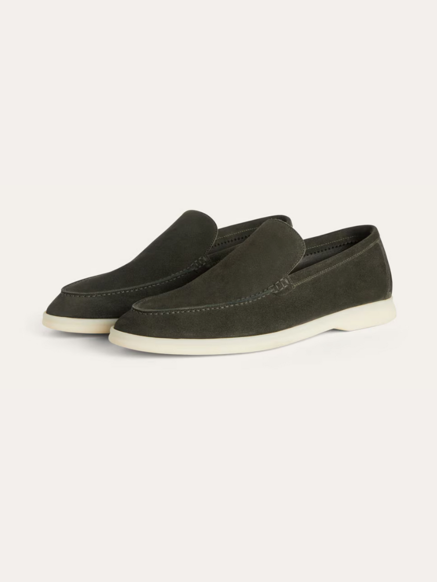 Refined Suede Loafers – Dark Green